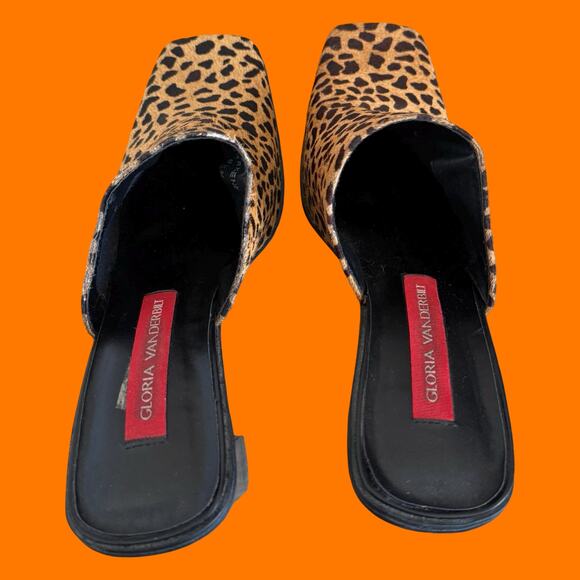 90's vintage leopard print chunky mules Size 9.5 - Picture 3 of 8
